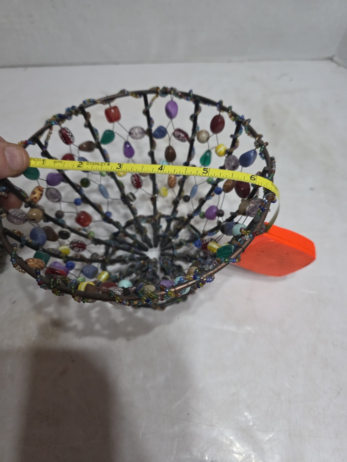 2 Colorful Beaded Decorative Baskets