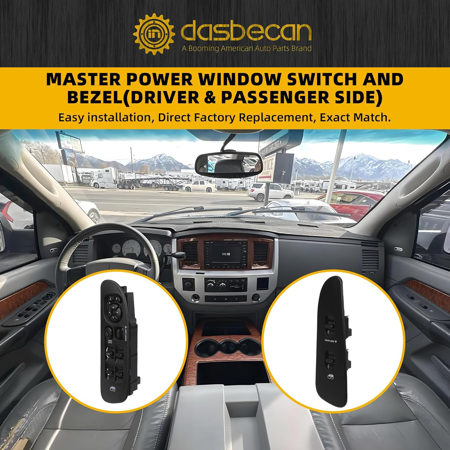 Master Power Window Switch and Bezel Compatible with Dodge Ram1500 2500 3500 200