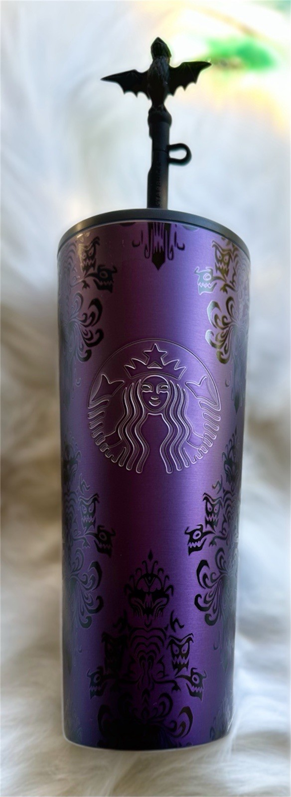 💜 NEW 💜 The Haunted Mansion 24oz. Stainless Steel Starbucks Tumbler with Straw