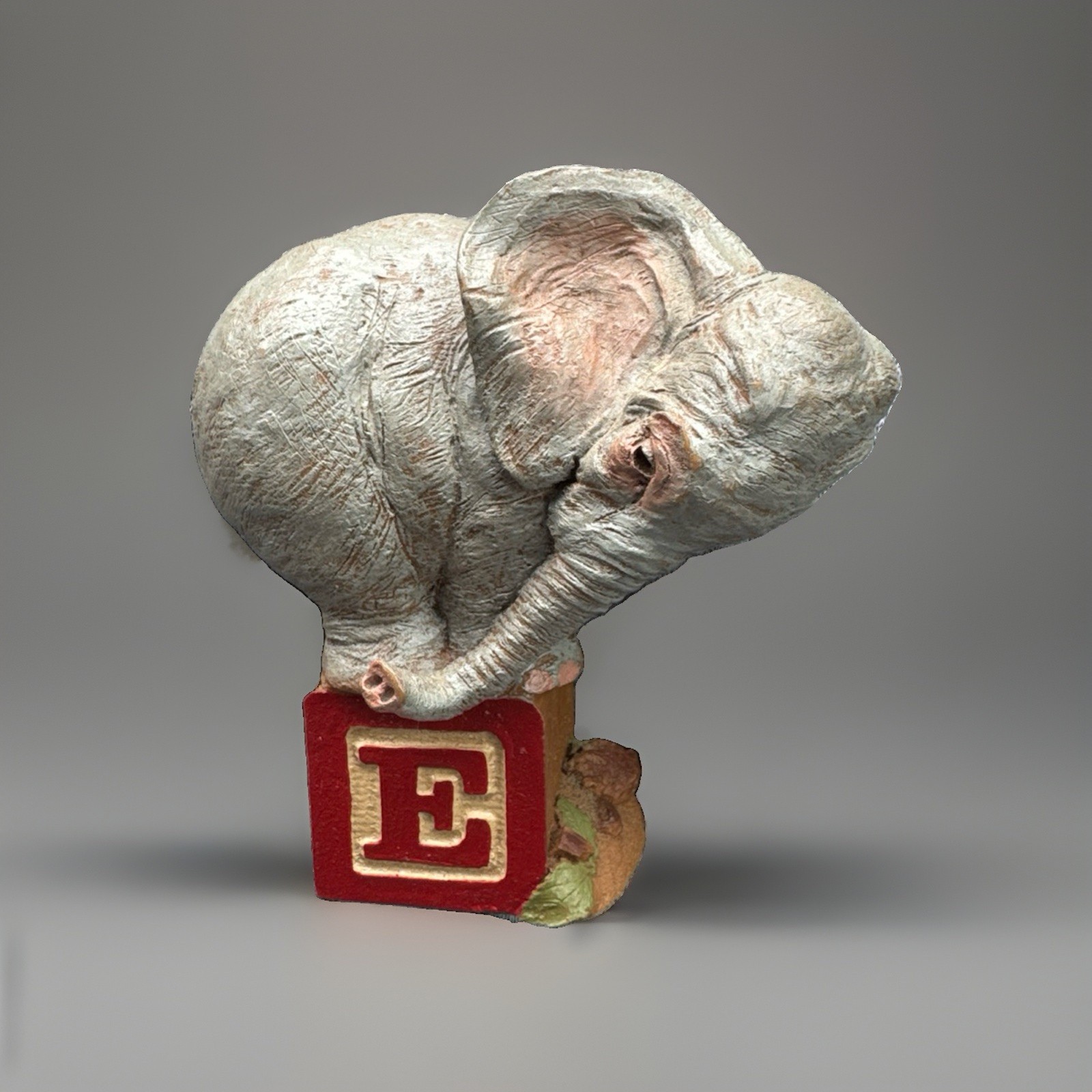 VTG 1990s Tim Wolfe Tom Clark Elephant Alphabet Block Figurine E for Elephant