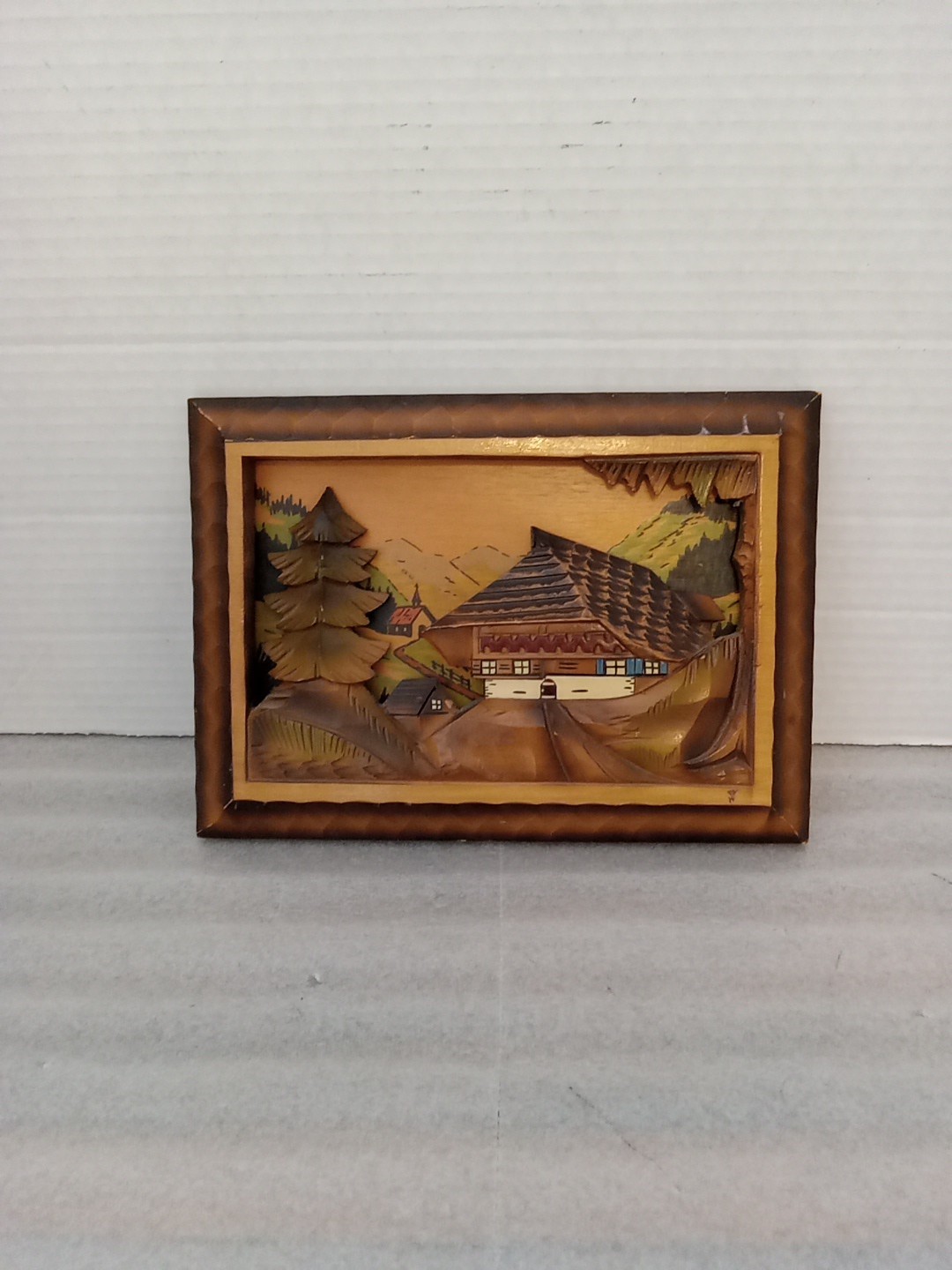 3D Unique Wood Carved Black Forrest. Approximately 9×7