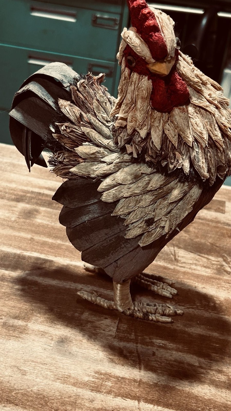 Decorative Paper Mache Rooster Figurine Farmhouse Decor