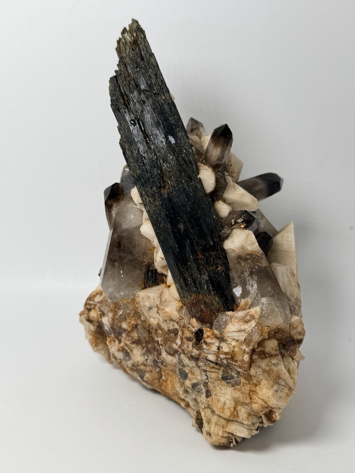 Aegirine Smoky Quartz Feldspar Matrix Crystal Specimen 2lb 5.5oz Fine Mineral