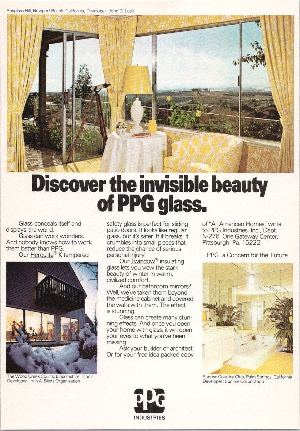 PPG Industries 1976 Vintage Print Ad Discover Invisible Beauty Glass