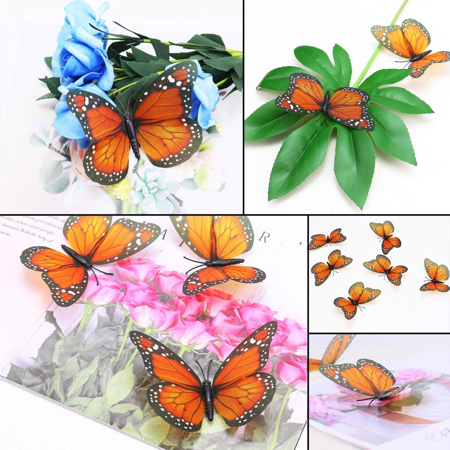 Monarch Butterfly Decorations, 4.72” Orange Premium Artificial Monarch Butterfl