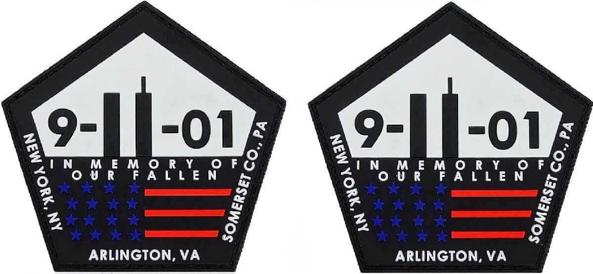 9 11 in Memory OF Our Fallen 9-11-01 PVC RUBBER PATCH | 2PC Hook Backing 3″