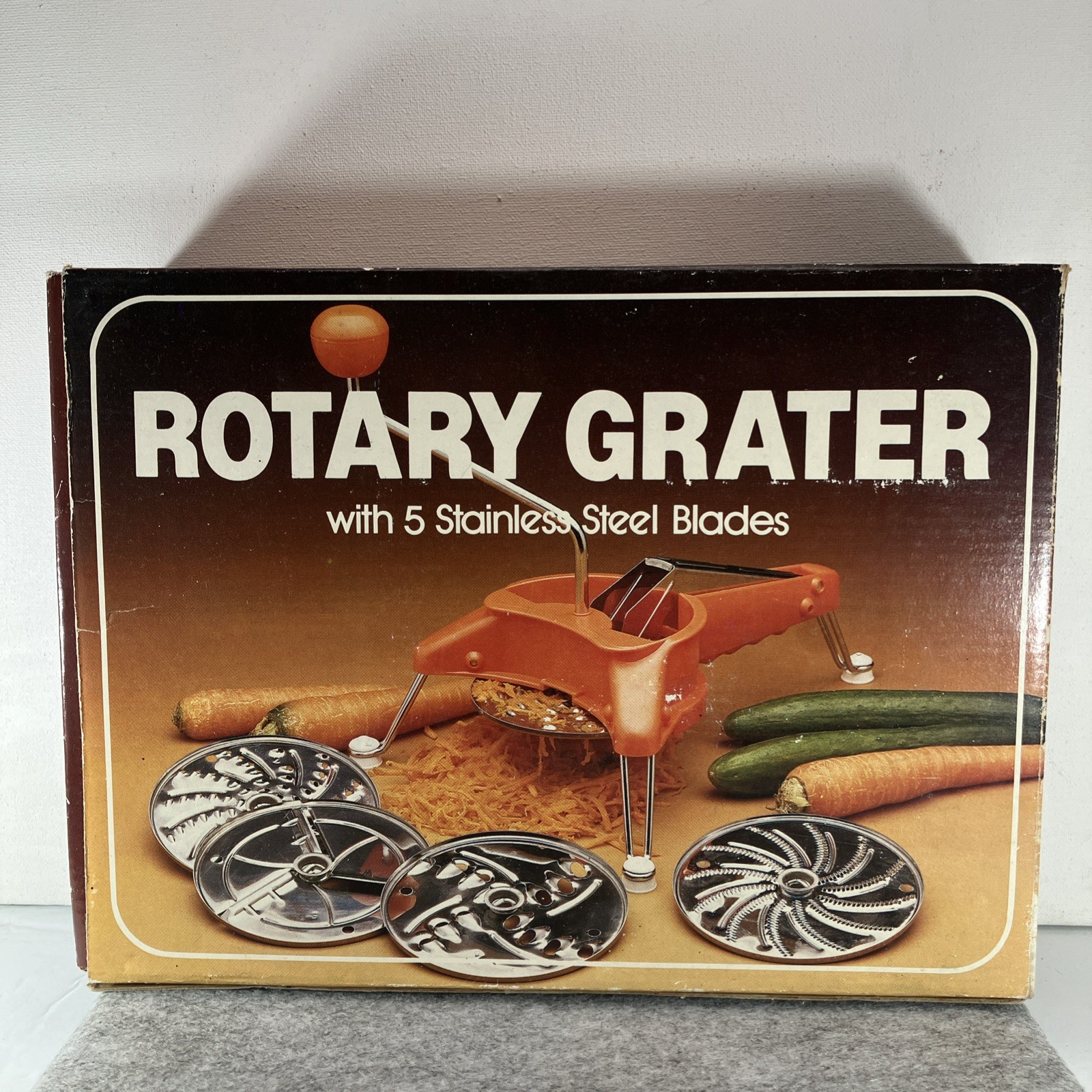 Vintage Rotary Julienne Slicer Shredder Grater w/5 Discs #814 Brand New Open Box