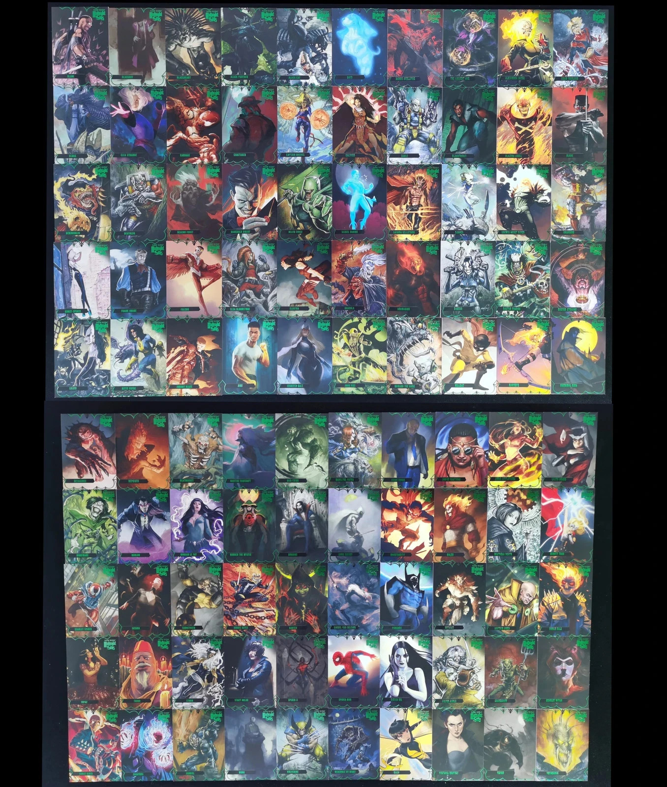 2023 Marvel Fleer Ultra Midnight Sons Green Parallel Set of 100 Cards