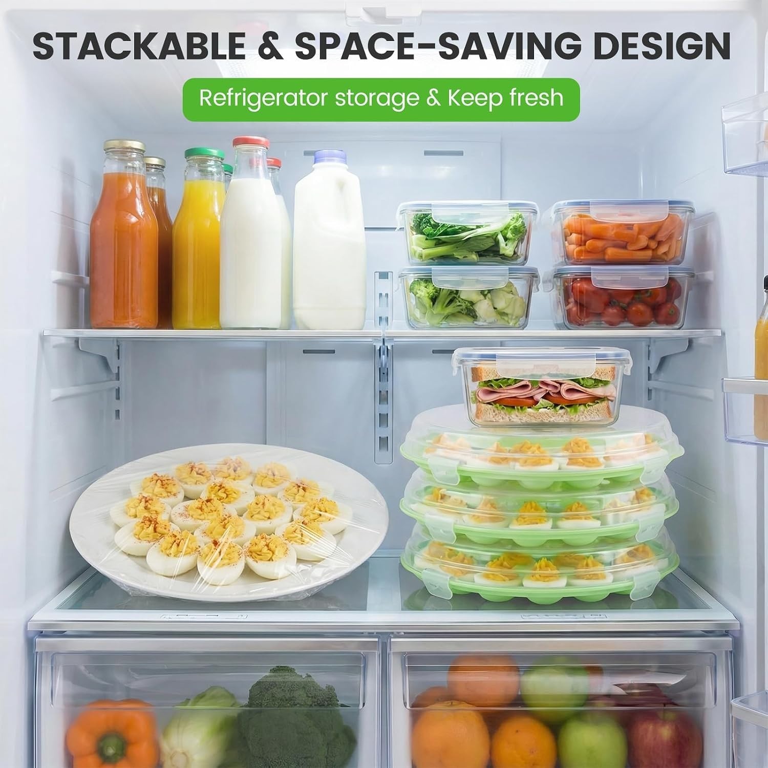 Deviled Egg Containers with Lid, Deviled Egg Platter Carrier Holder Trays wit…