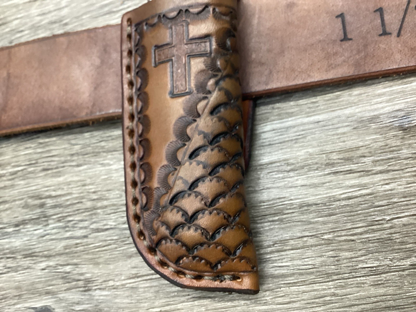Leather Folding Knife Belt Loop Sheath Trapper 4 1/8″ Size (Sheath Only)