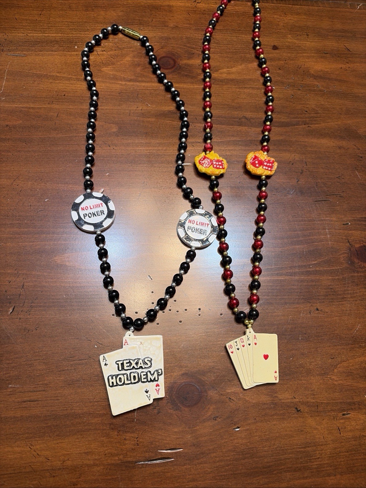 VTG MGI Gambling Casino Poker Beaded Necklace Mardi Gras Novelty Las Vegas Lot 2