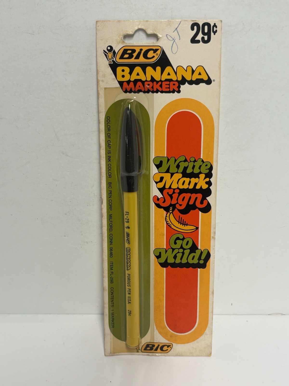 Vintage 1970’s BIC Banana Marker Pen RARE Black Ink- Carded NOS! **READ**