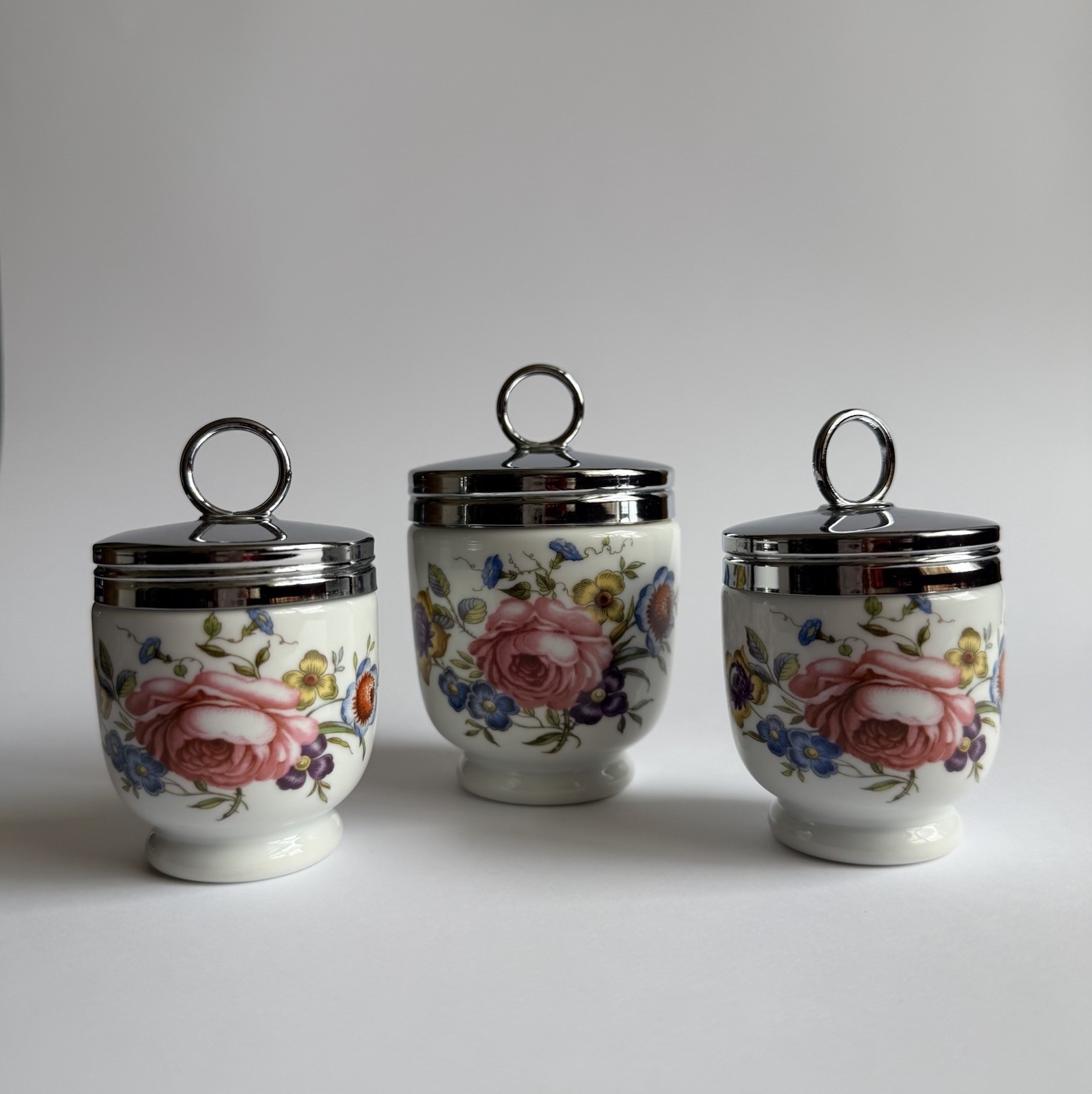 Royal Worcester Porcelain Egg Coddlers Set of 3 Standard & King Size