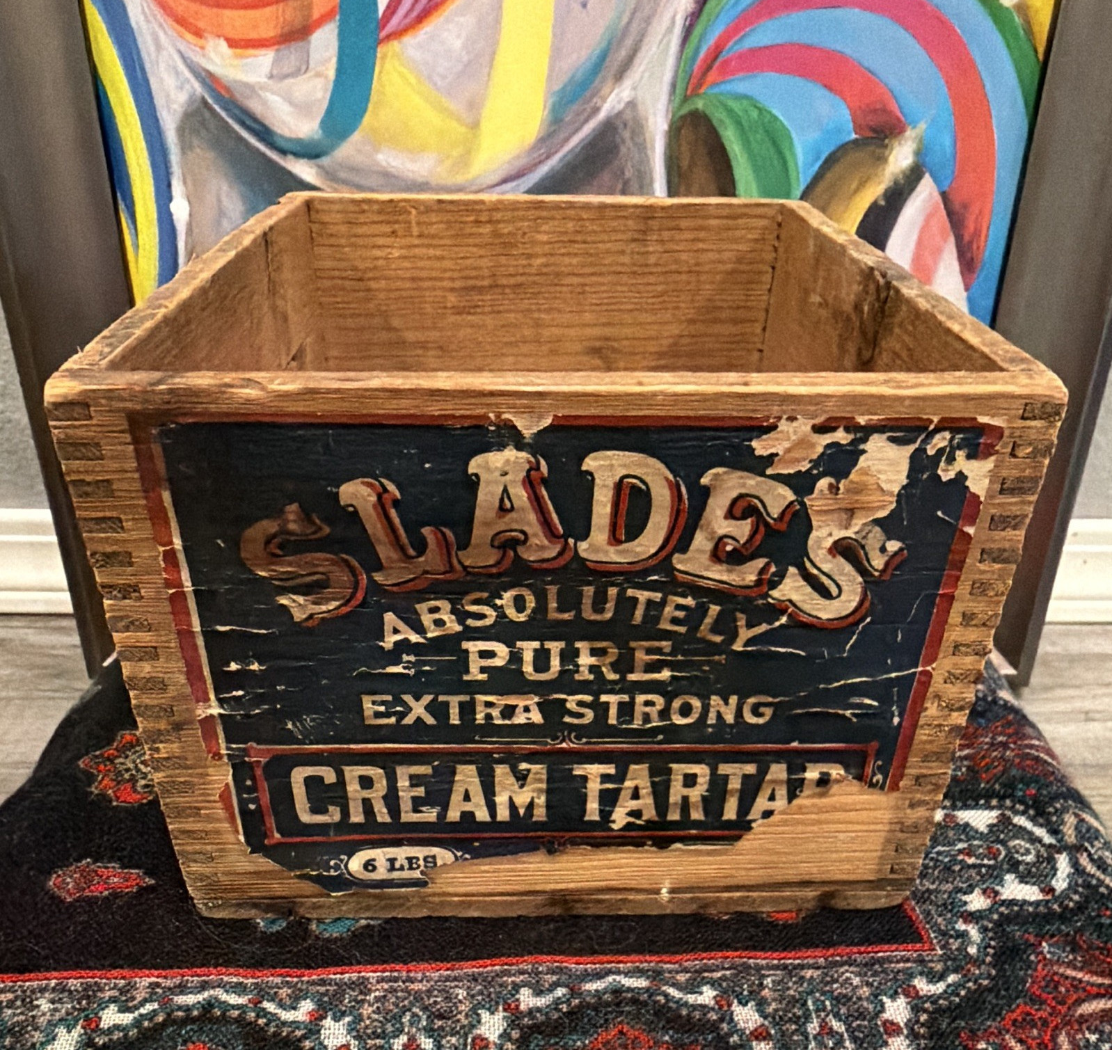 D. & L. Slade Co. Wood Advertising Lidded Box Cream Tartar 6 lb 1900-1919. Lot12