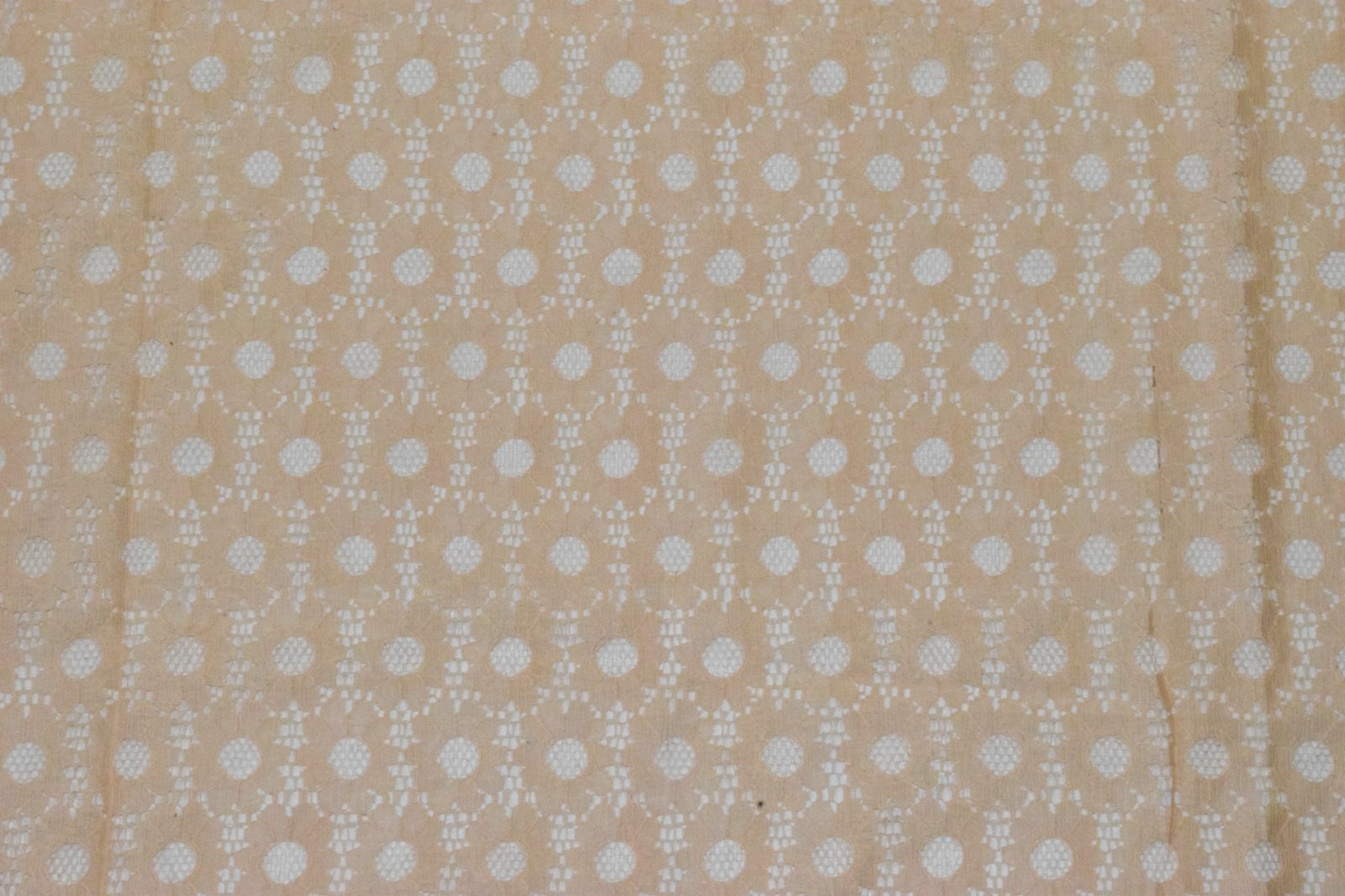 Vintage Lace Fabric 50s Soft Peach Nude Sheer Daisy Delicate 57 X 55 Inches