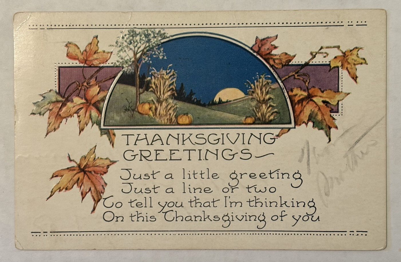 Thanksgiving Greetings, Night Sky Scene Postcard