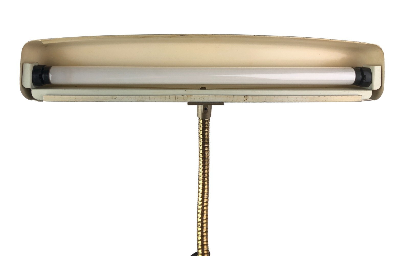 Vintage Classic Brown Metal 19″ Wide Gooseneck Desk Lamp 1950s Red Black Buttons