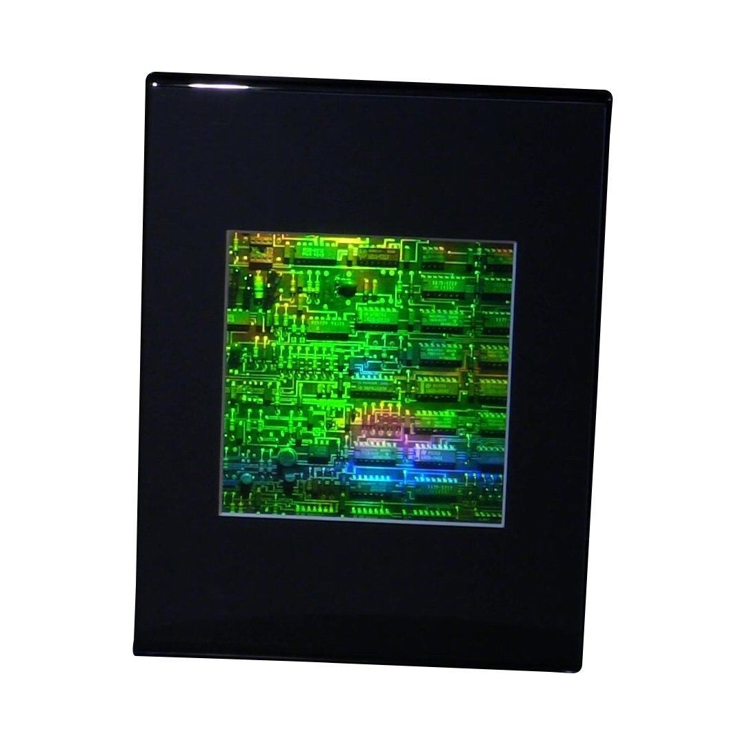 3D Circuit Board Hologram Picture DESK STAND, Collectible Embossed Type Film