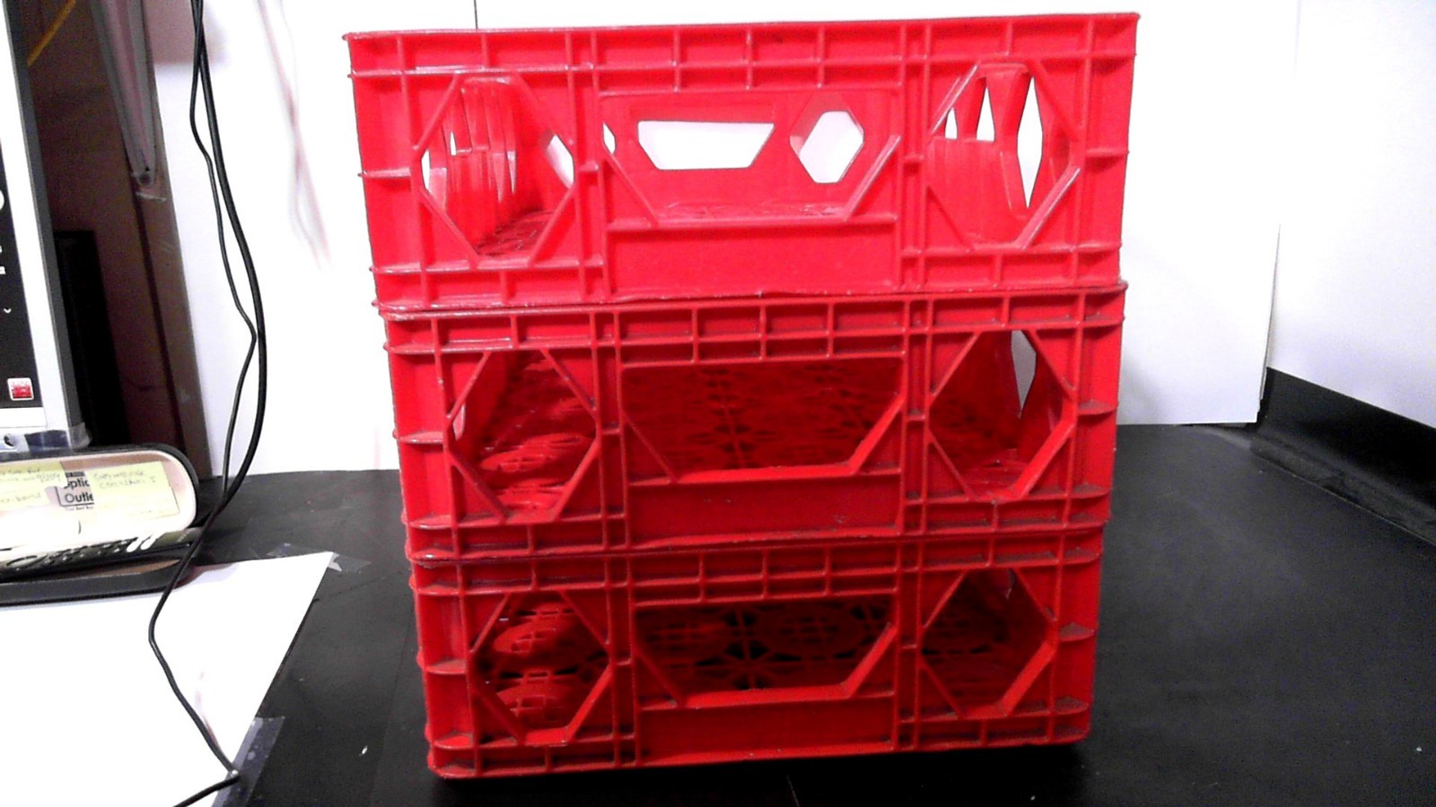 3 Vintage Red Plastic Coca-Cola Stackable Soda Crates very good cond. Free Ship