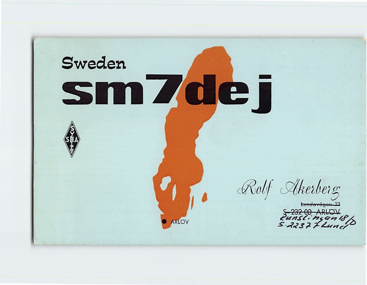 Postcard Sweden sm7dej Rolf Akerberg Text Print