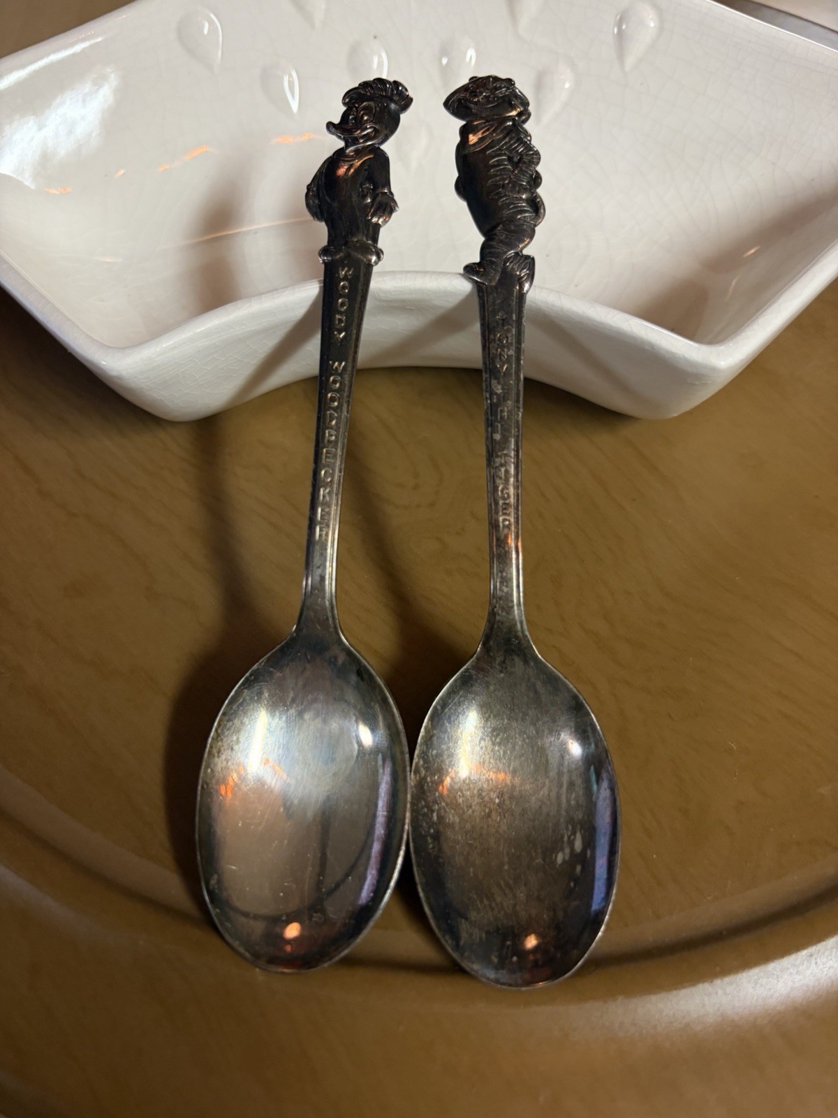 Vintage 1965 Kellogg’s Tony the Tiger and Woody Woodpecker Metal Spoons