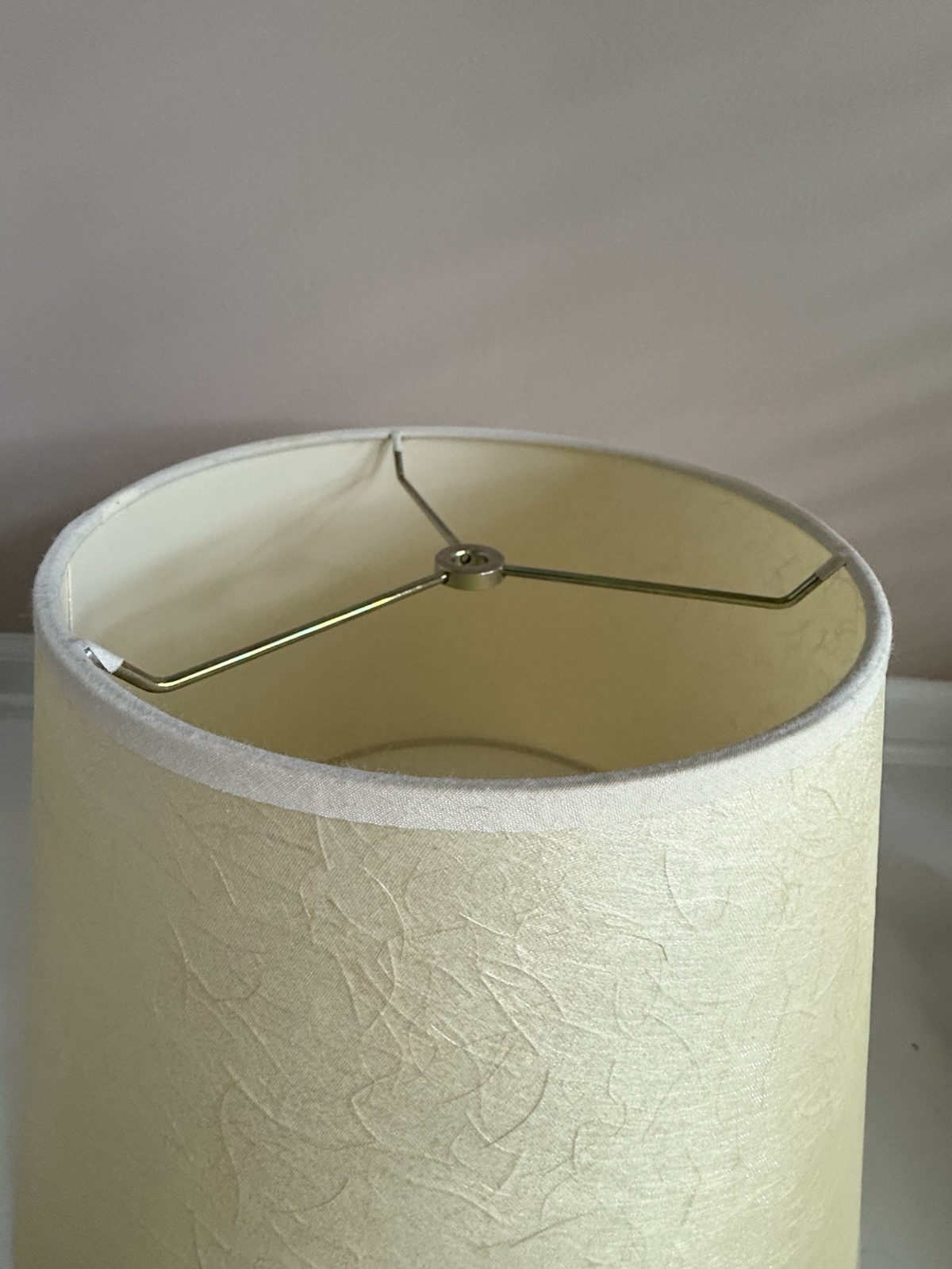Vintage Ivory Fiberglass Parchment Paper Lamp Shade 11”x14.75”MCM
