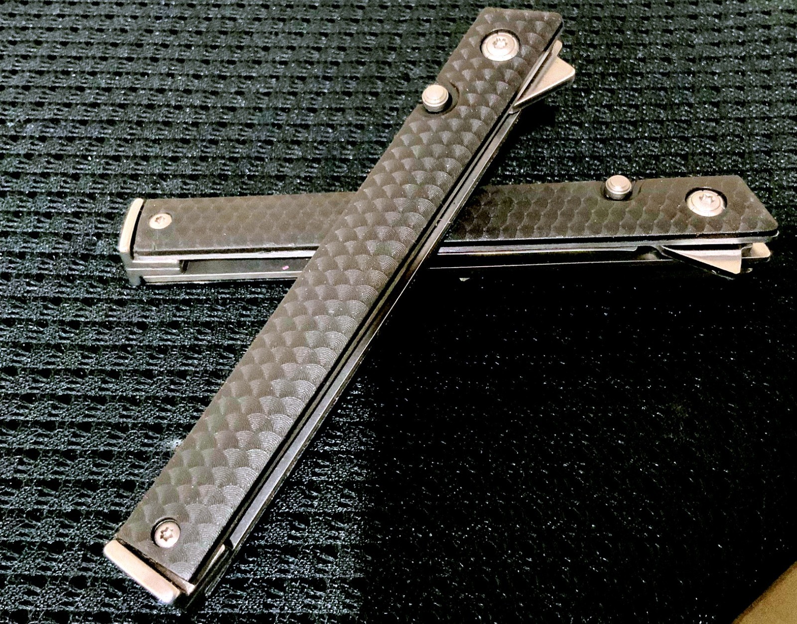 Lot Of Two (2): M390 BLACK Composite Fiber Jack Knives