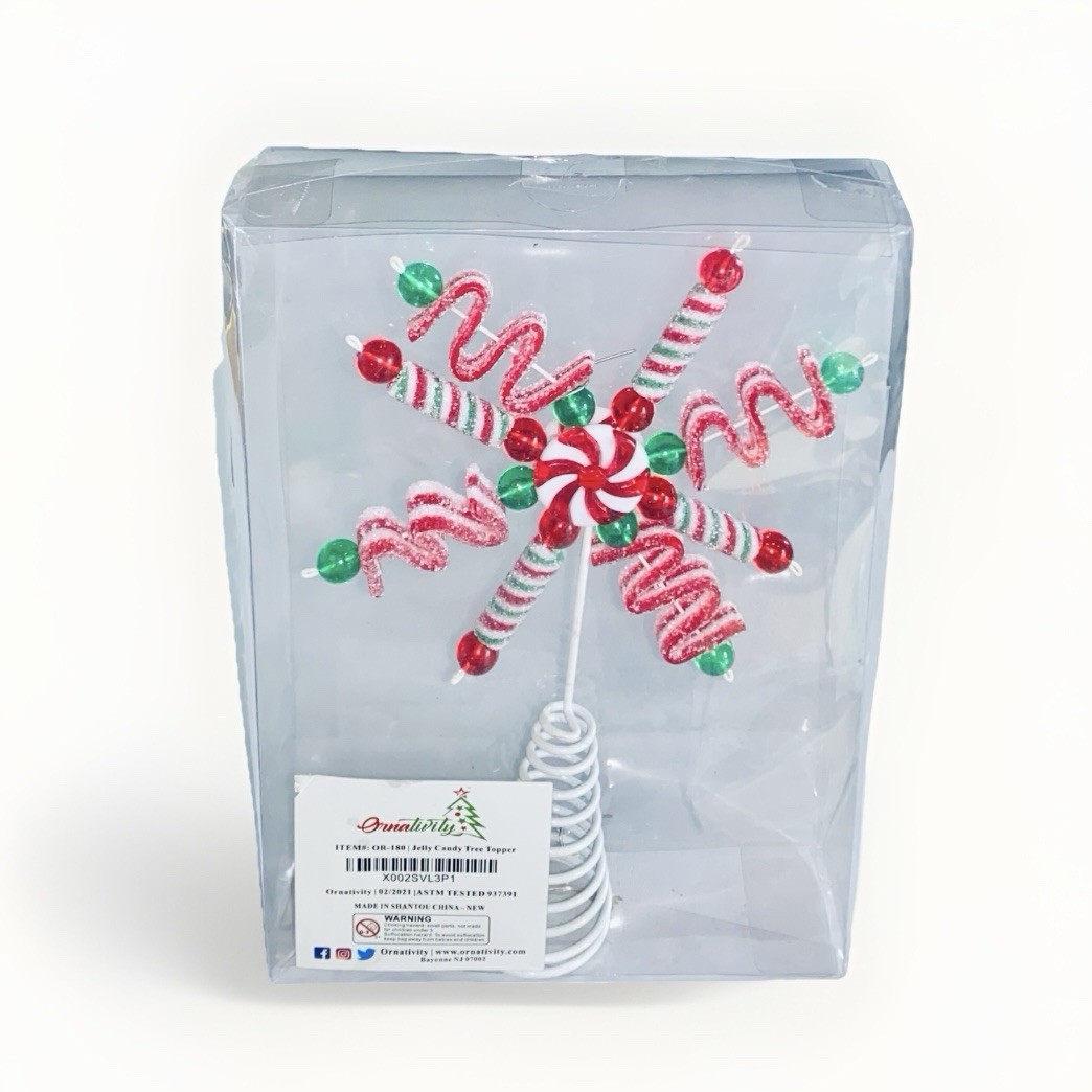 Christmas Tree Topper Multicolored Ribbon Candy Sugar Texture Candy Whimsical