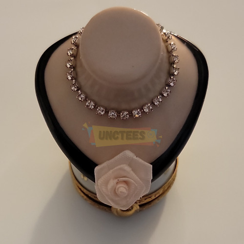 Retired Artoria Limoges Hinged Box Lady Bust Rhinestone Necklace Pink Rose #179