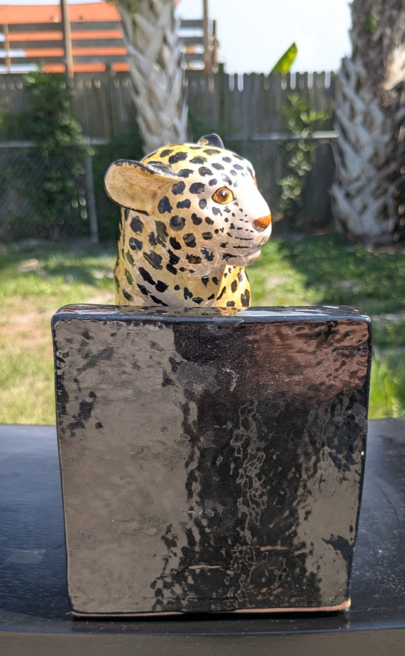 VTG 1960s Ceramic Leopard Bookends Each 8 x 7.5 x 5 & 4 pounds Made in Italy