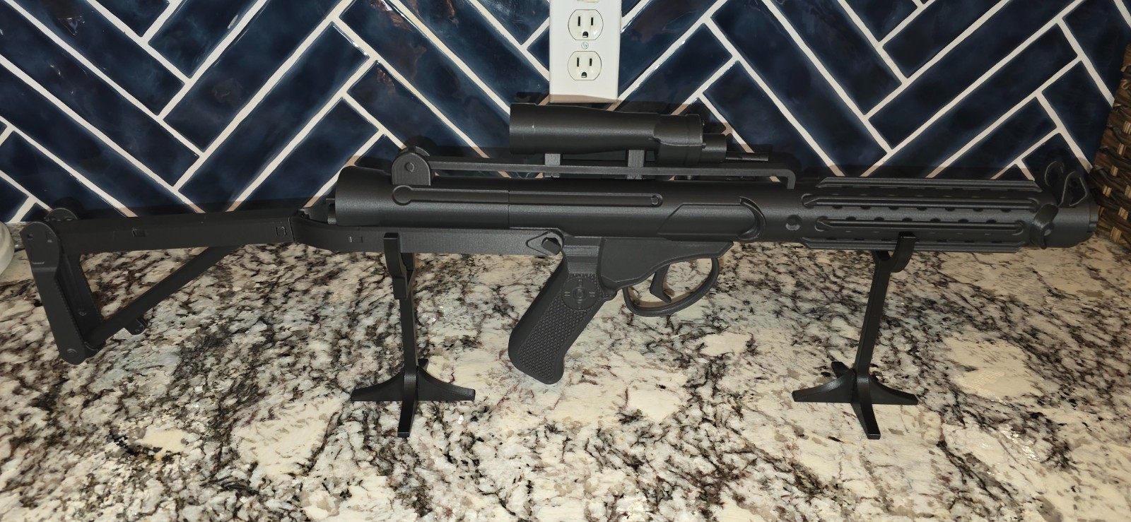 27″ BLACK Stormtrooper E-11 Blaster Rifle with Fold Out Stock | 3D Printed