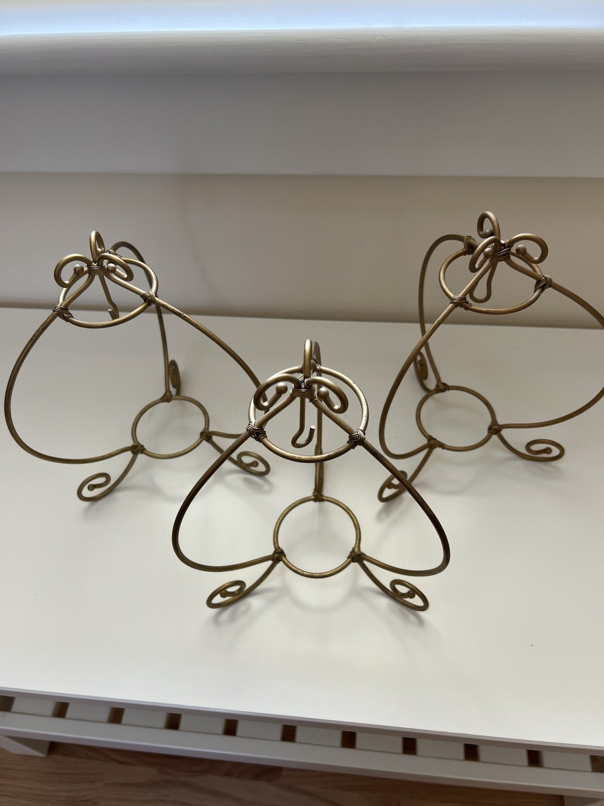 Gold Tone Metal 8.5″H x 6.5″ W Glass/Cloisonné Ornament Holders (3).
