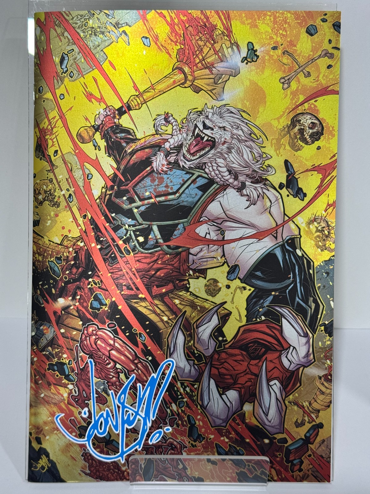 BATTLE BEAST #1 SIGNED JONBOY MEYERS FAN EXPO DALLAS VIRGIN FOIL VARIANT COA NM