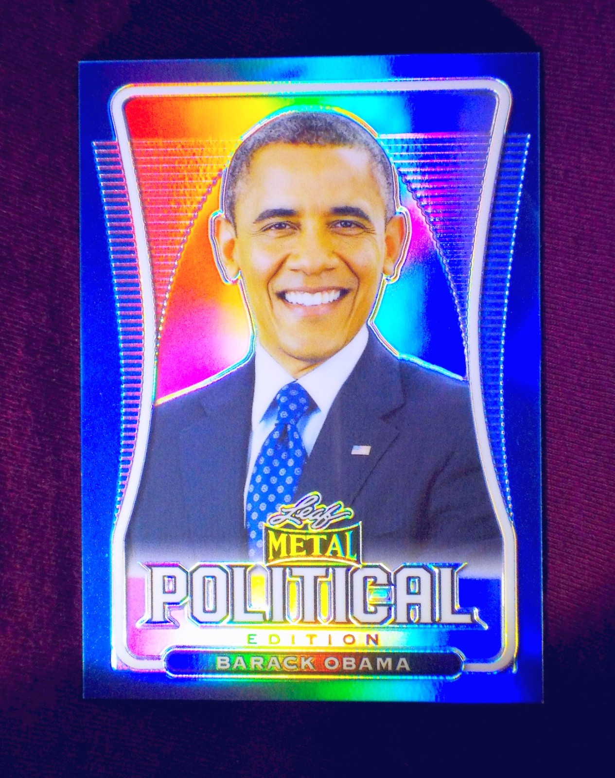 Barack Obama BLUE PRISM RAINBOW PRISM REFRACTOR 2020 limited politics LEAF METAL
