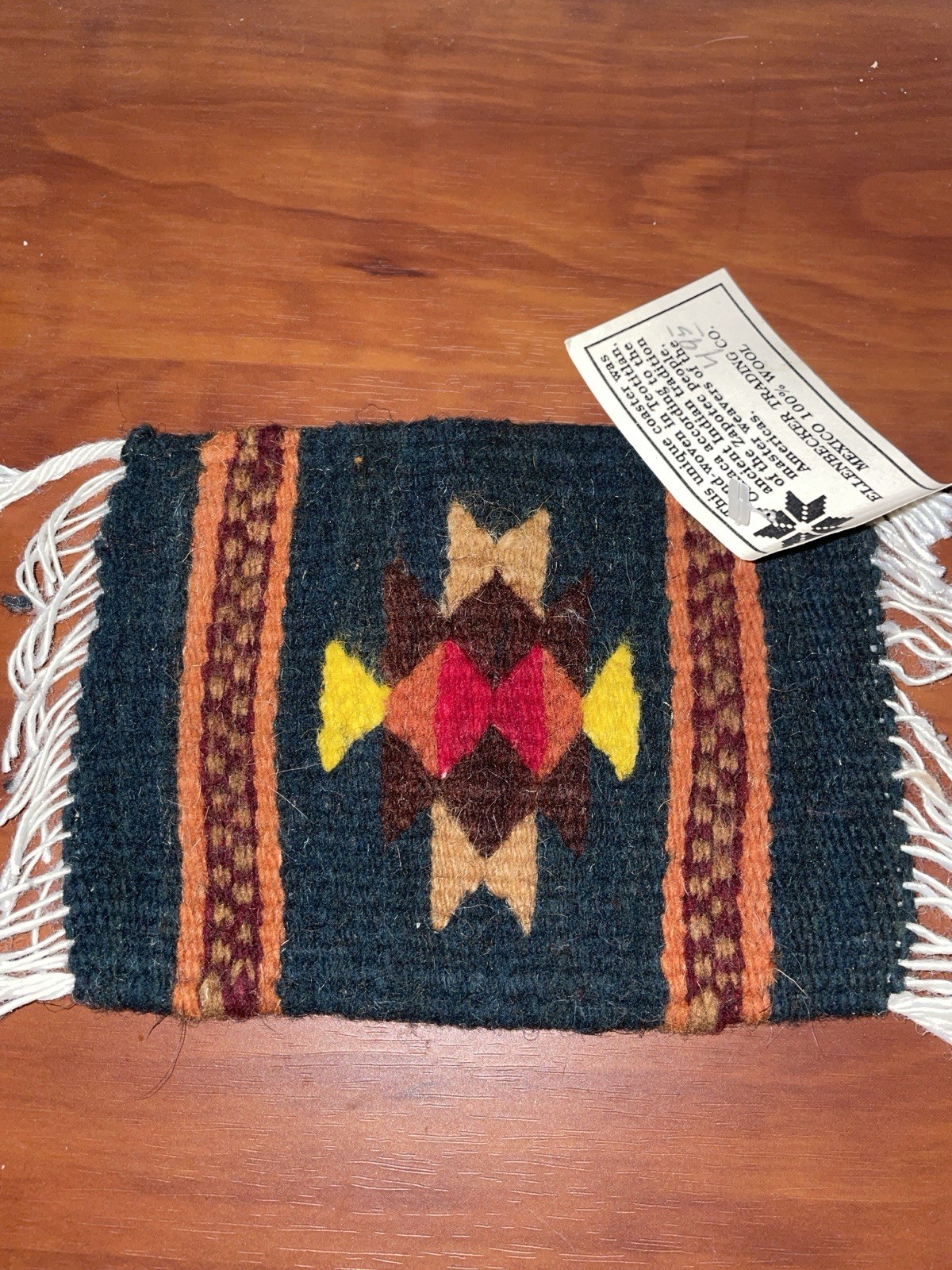 Zapotec hand-woven wool coaster, trivet,small rug. Great For Dollhouse Area Rugs