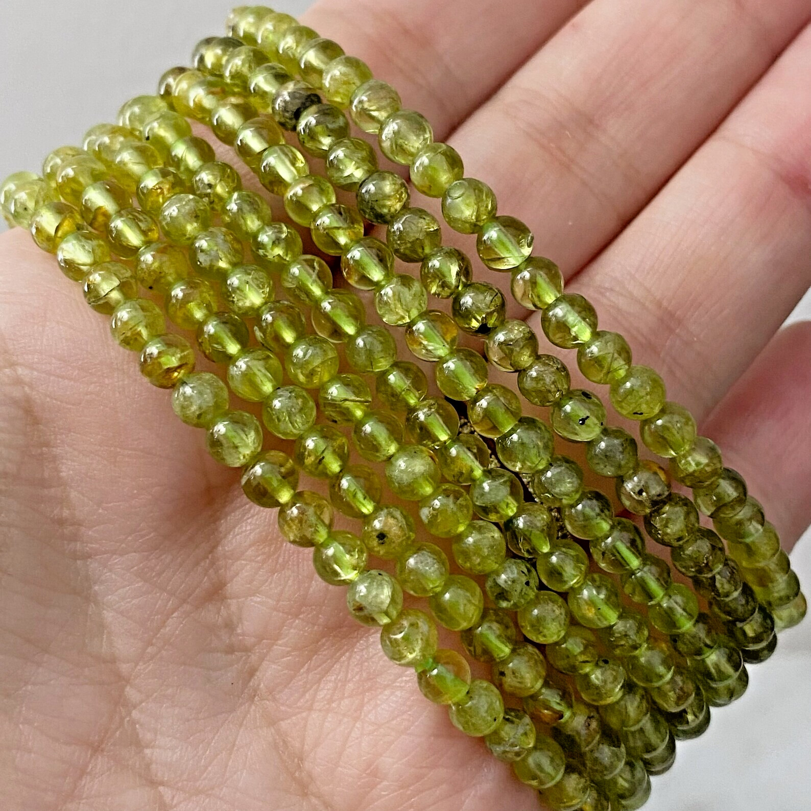 1pc Genuine Green Peridot Olivine Crystal Quartz Stone 4mm Bead Healing Bracelet