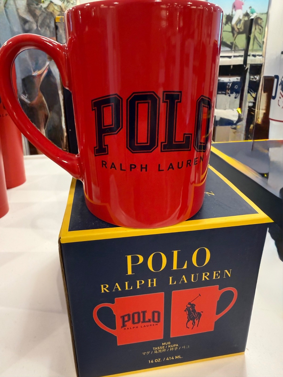 NEW Polo Ralph Lauren 14oz BIG PONY POLO LOGO Porcelain Coffee Tea Mug – RED