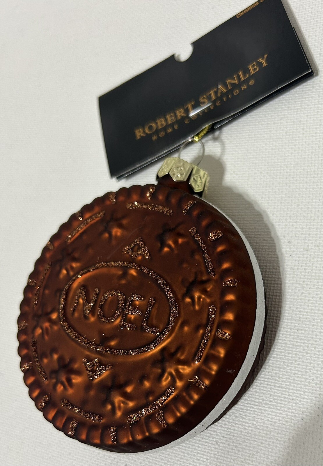 ROBERT STANLEY Christmas Ornament Blown Glass Cookie Sparkly NEW