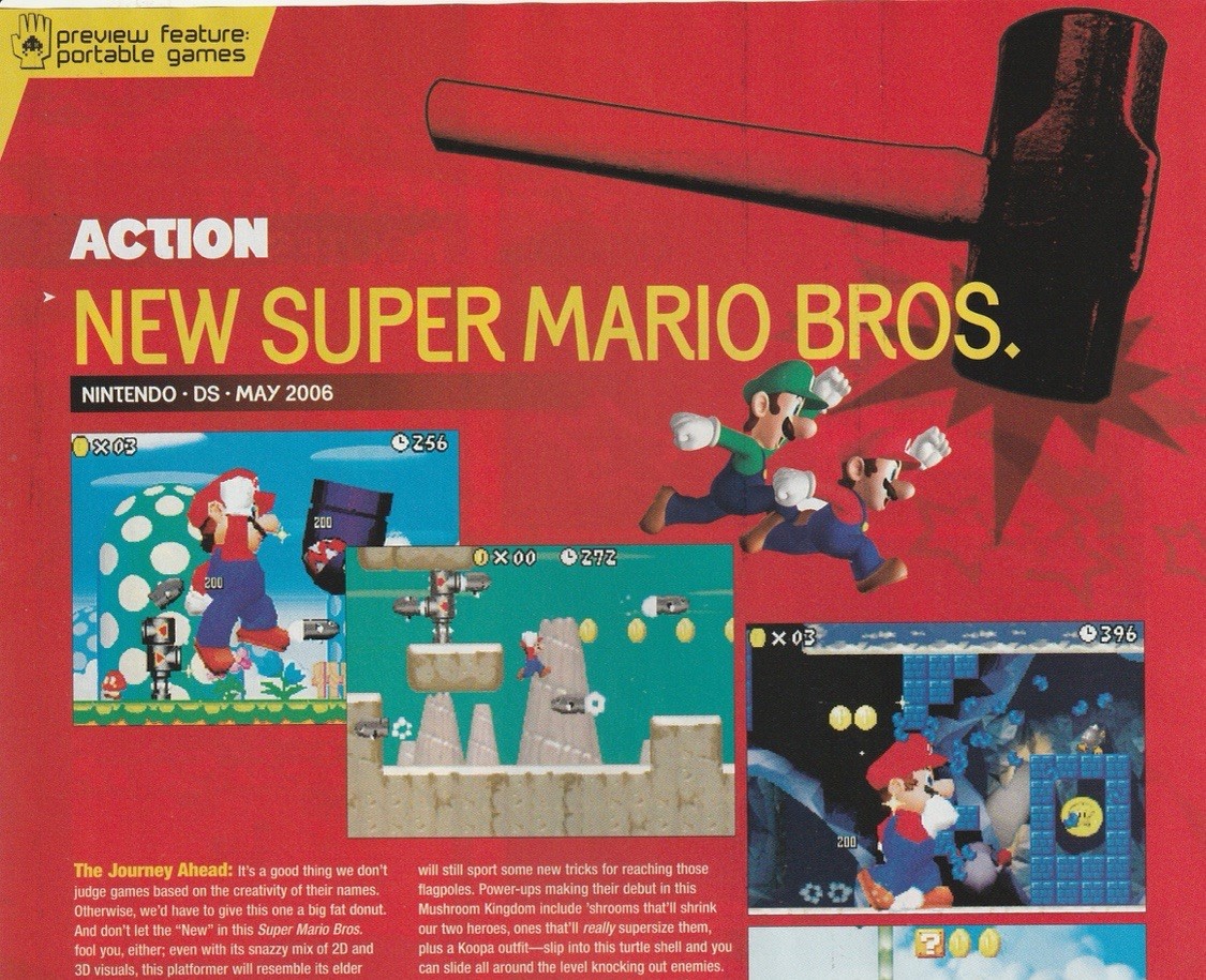 VTG 2006 New Super Mario Brothers Orig Nintendo DS Print Ad Art 21x27cm EGM 203