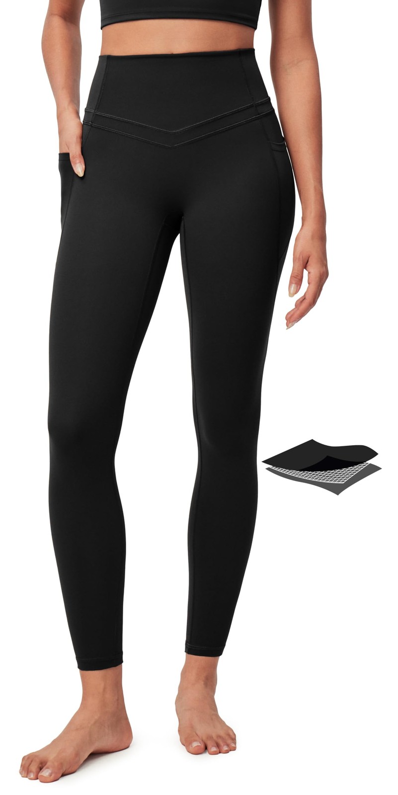 Iuga Compression Leggings Pockets For Women Tummy Control Leggings No Front