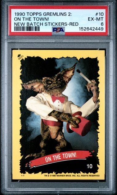 1990 TOPPS GREMLINS 2: THE NEW BATCH STICKERS #10 ON THE TOWN! RED PSA 6