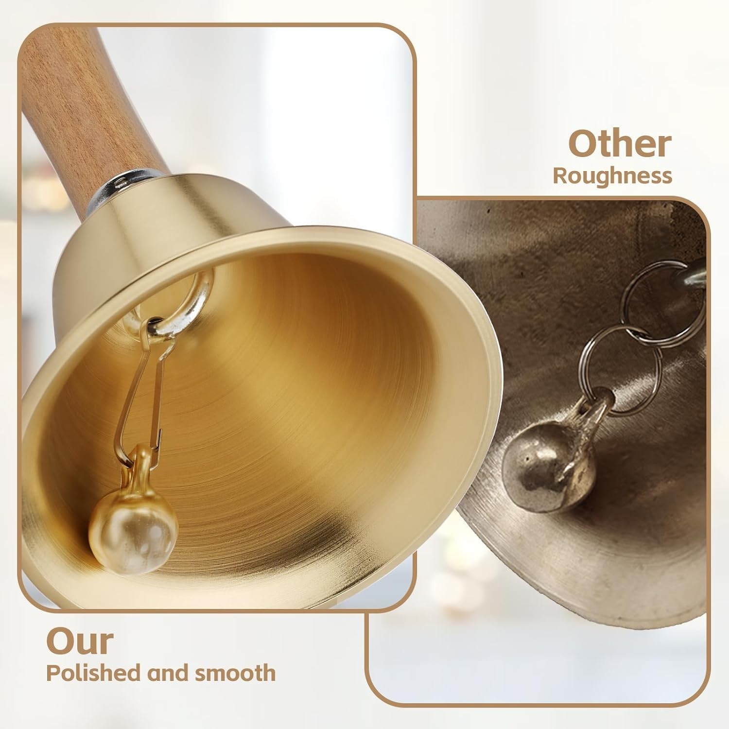 Super Loud Solid Brass Hand Bell Call Bell For Elderly Home Service 3.27inches