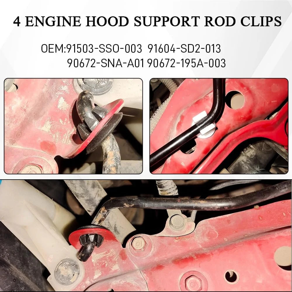 4PCS Hood Prop Rod Clips, Automotive Clips, Car Engine Hood Support Prop Rod Gro