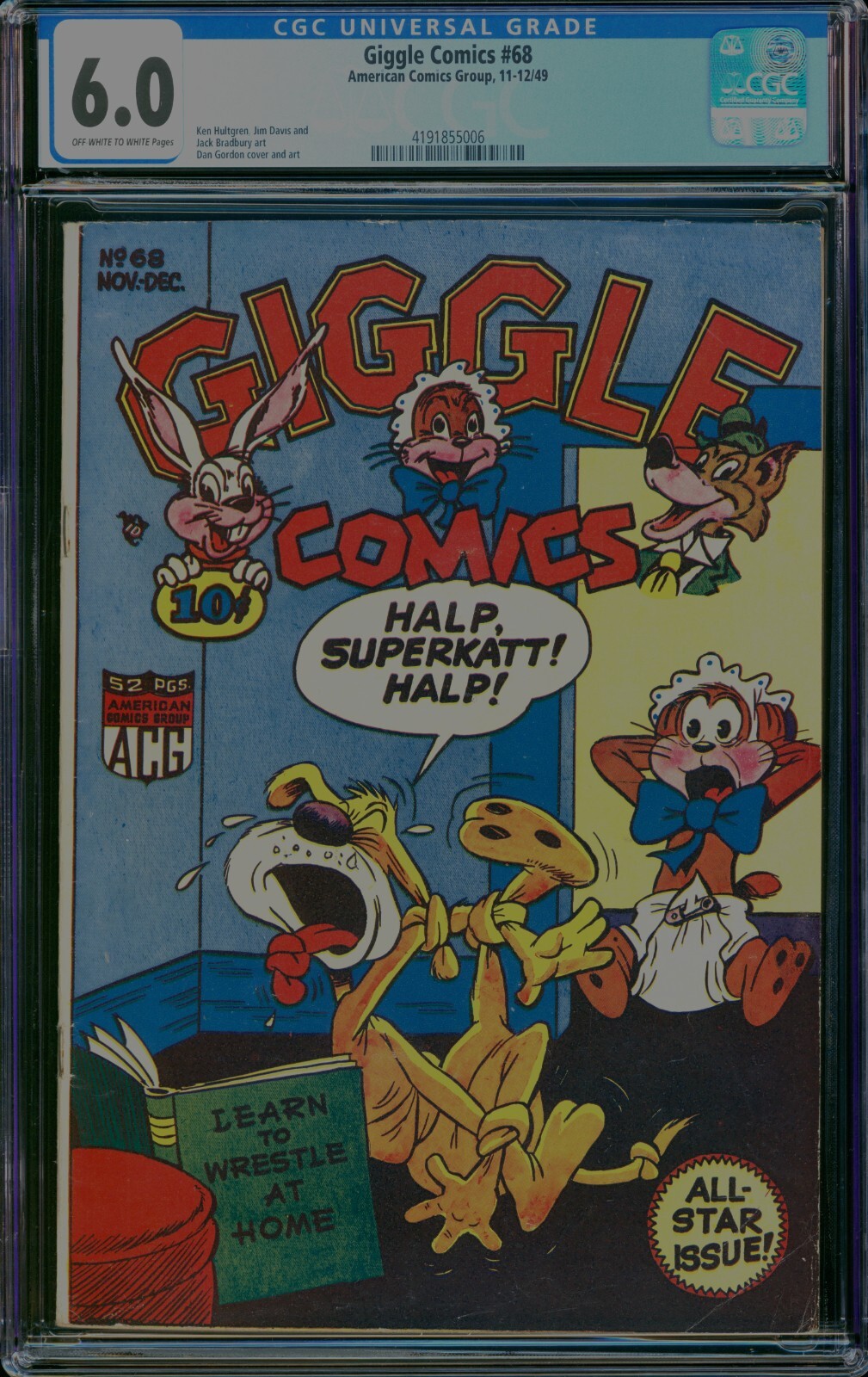 CGC 6.0 Fine == 1949 GIGGLE COMICS #68 / Rare CGC Population 1 / Golden Age ACG
