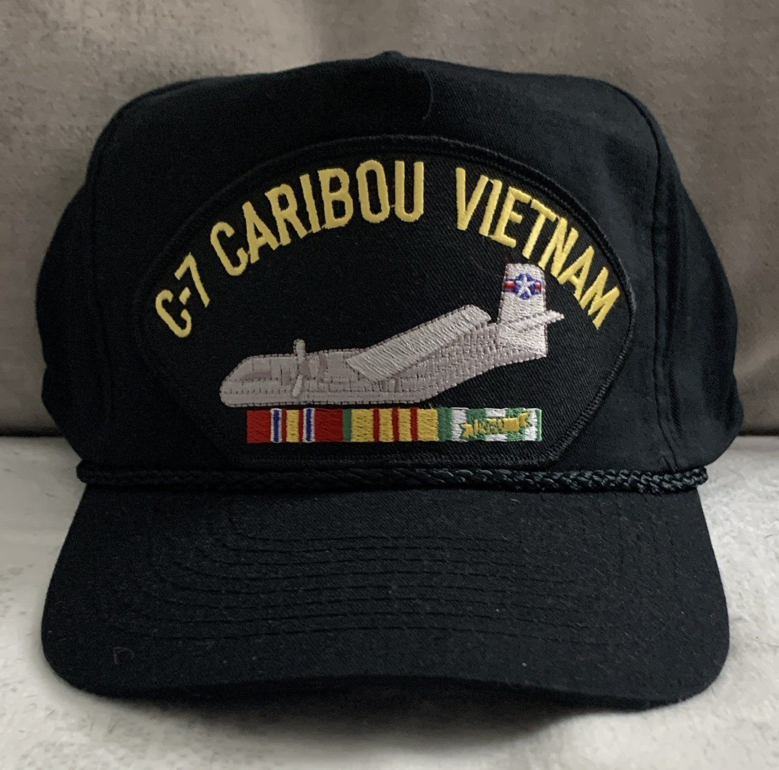 Caribou C-7 Vietnam Veteran 1961-75 Black Baseball Cap/Hat Embroidered