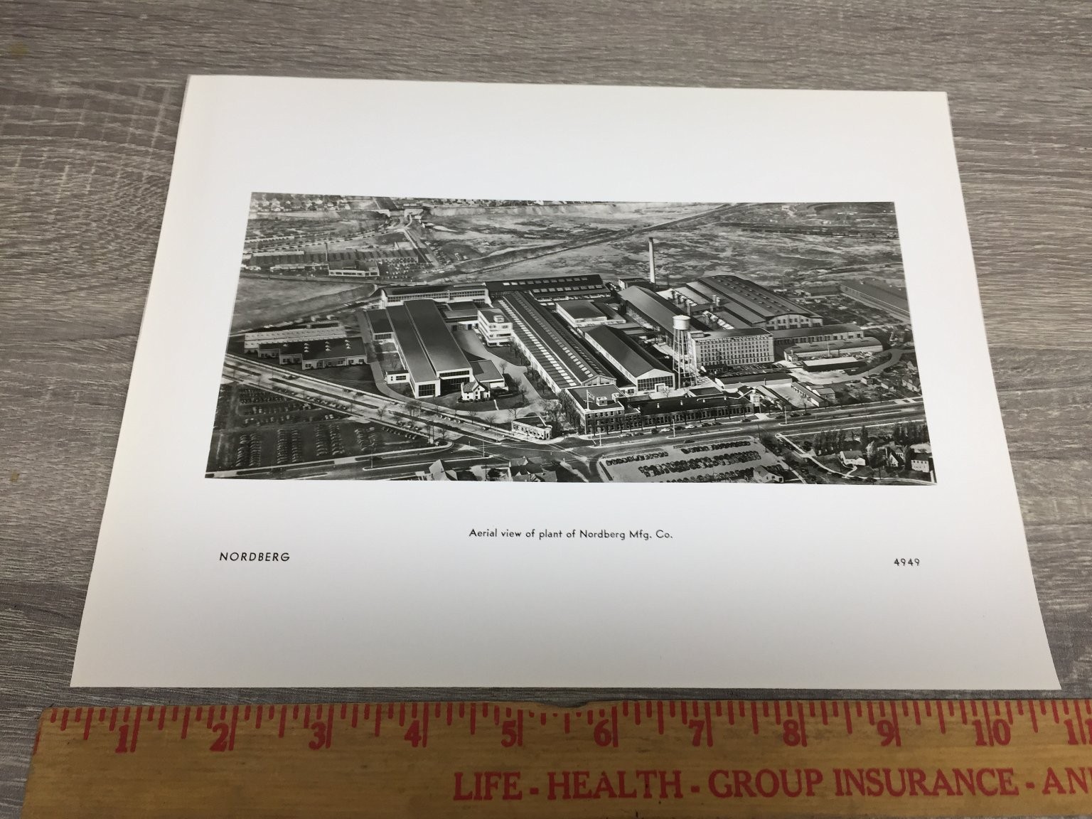 Vintage Nordberg Mfg Co Aerial Photo Industrial Factory 8.5×10.5in