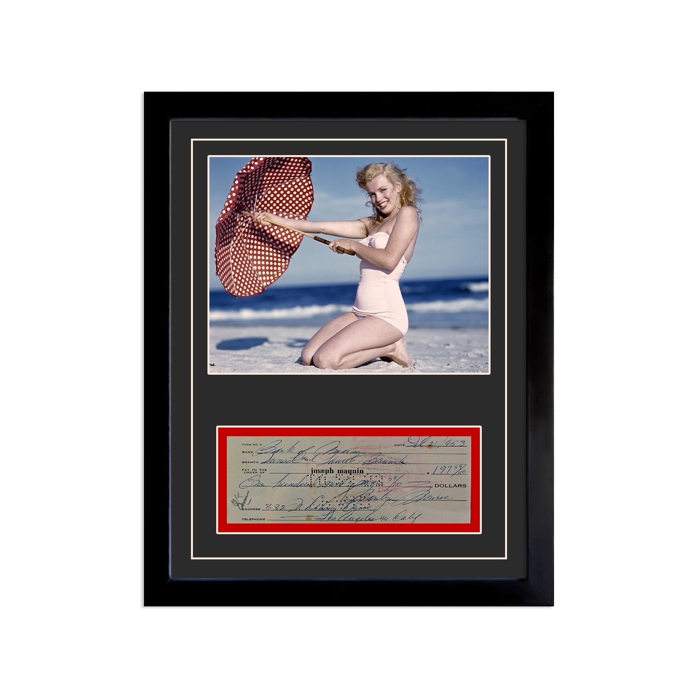 Marilyn Monroe Signed Cancelled Check Framed Display
