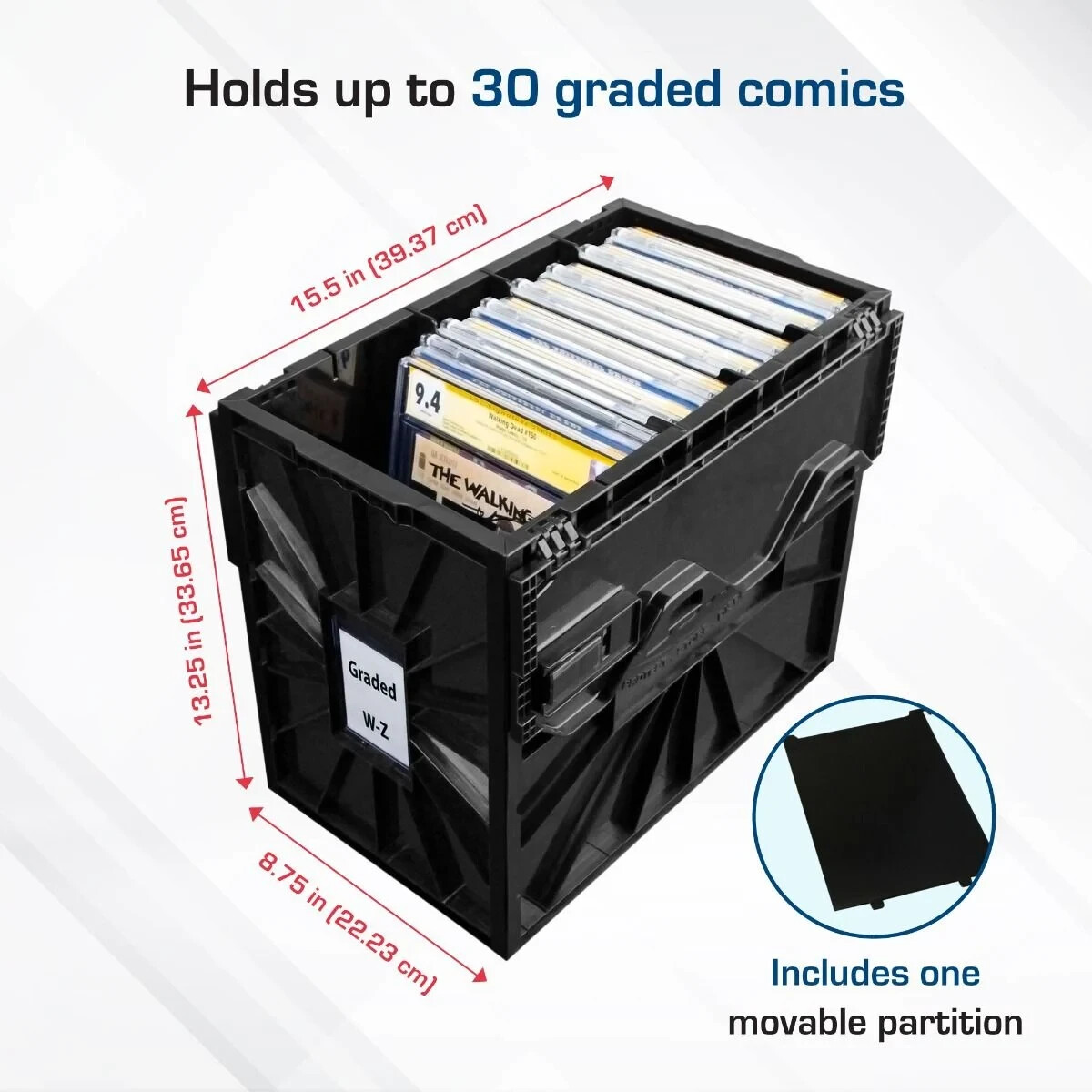 BCW Graded Comic Book Bin – Black 5-Pack | Fits 30 CGC or CBCS Slabs |Heavy Duty
