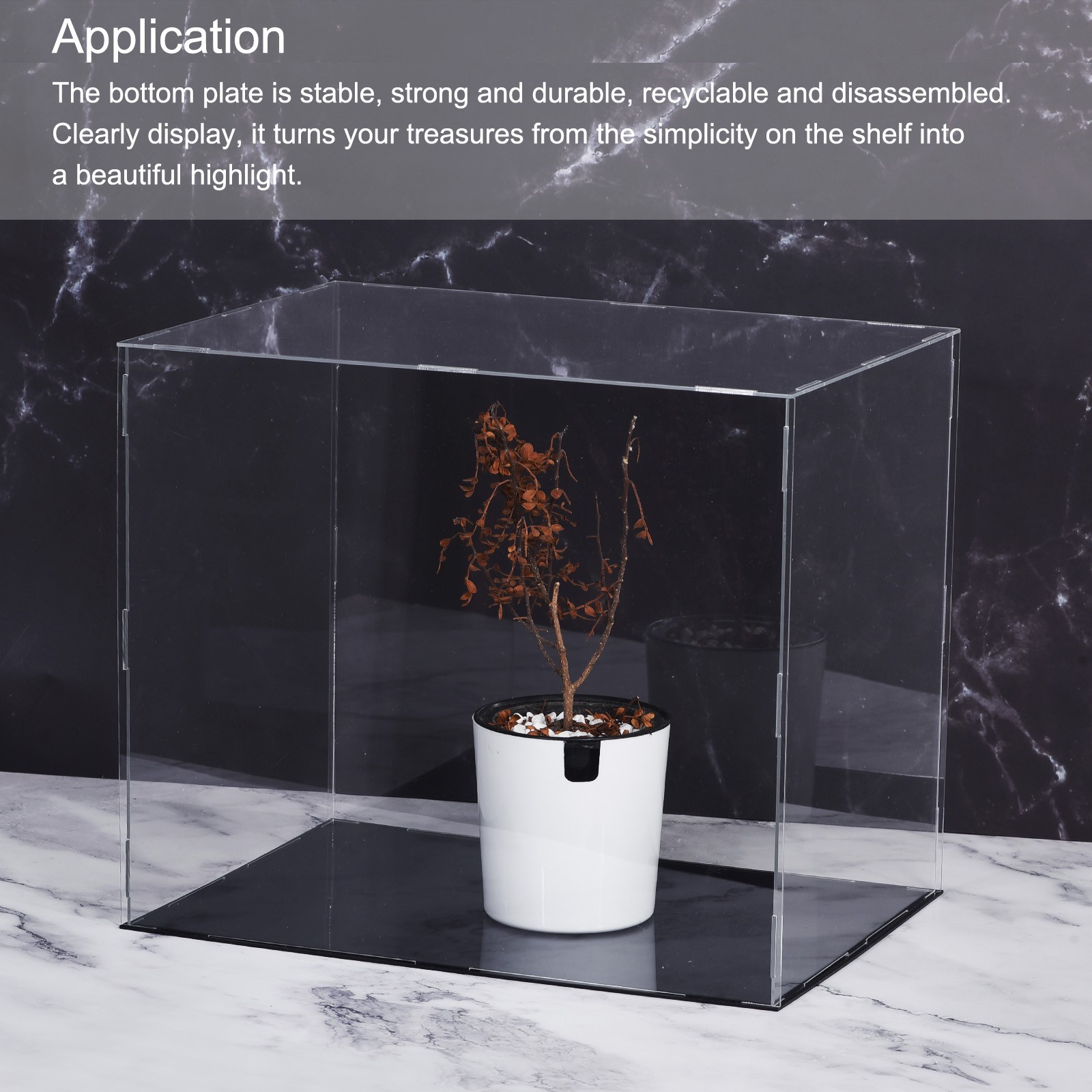 Acrylic Display Case Plastic Box Cube Storage Box Clear Showcase 16.1×4.3×4.1 in