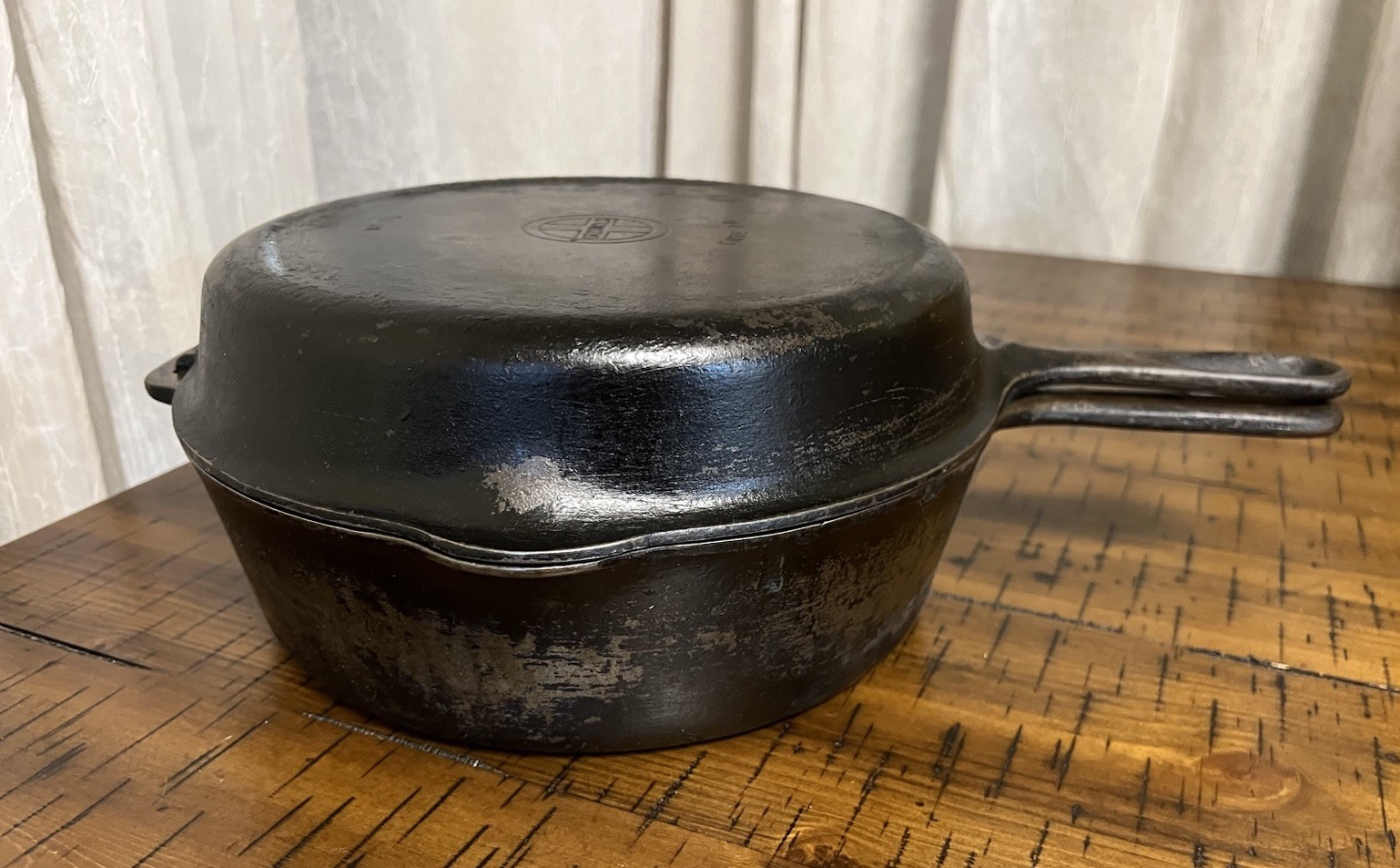 Vintage Griswold Hinged Double Skillet #80 Erie Deep w/Lid Cast Iron 1103